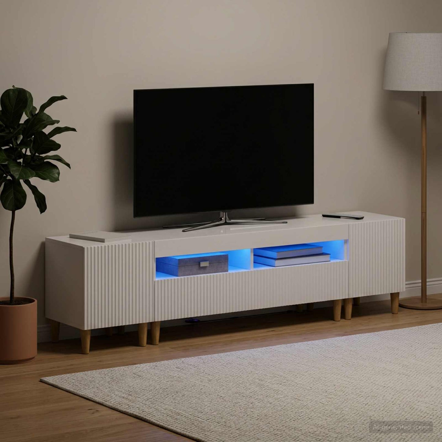 3-delt LED TV Skab ARNHEM 3 stk. Hvid højglans Konstrueret træ