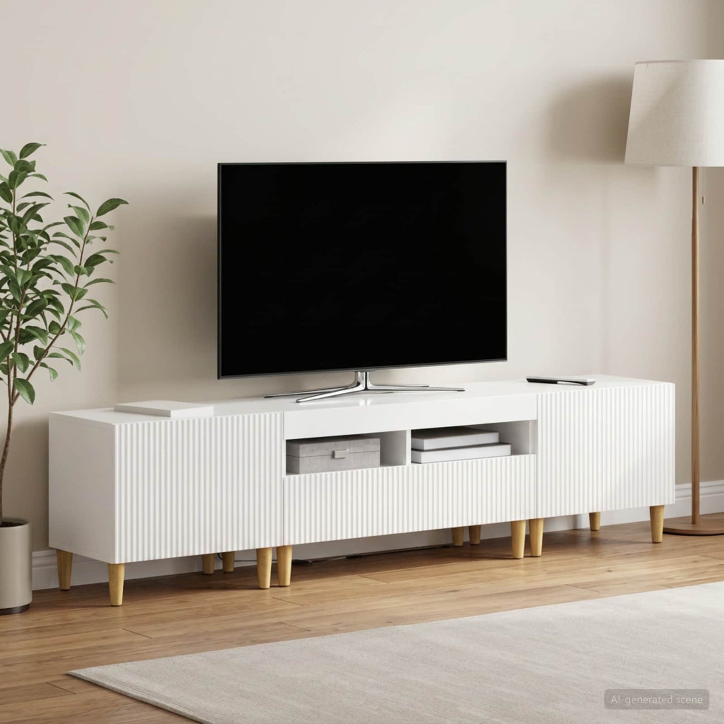 3-delt LED TV Skab ARNHEM 3 stk. Hvid højglans Konstrueret træ