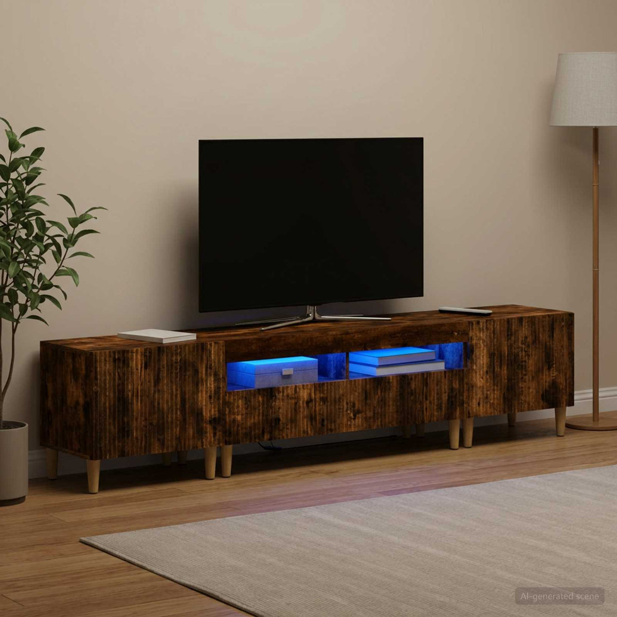 3-delt LED TV Skab ARNHEM 3 stk. Røget eg Konstrueret træ