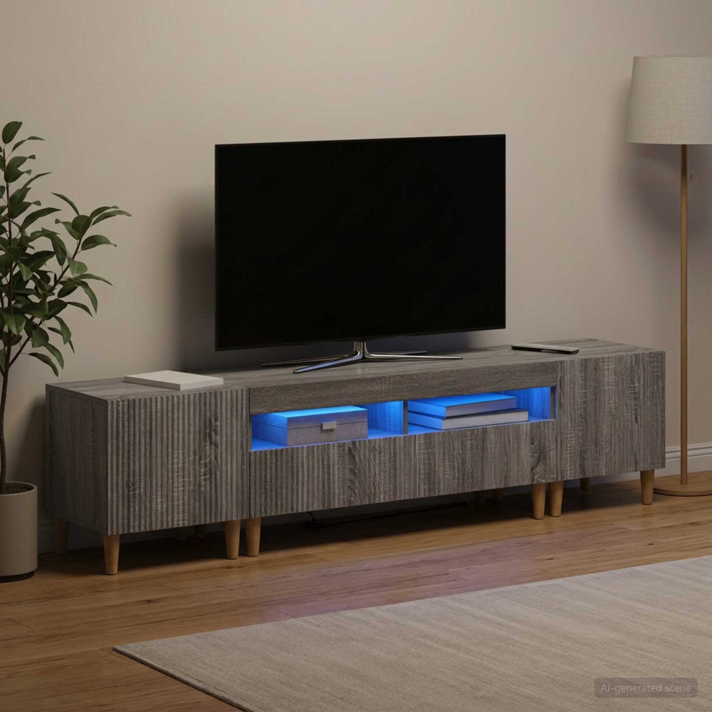 3-delt LED TV Skab ARNHEM 3 stk. Grå Sonoma Konstrueret træ