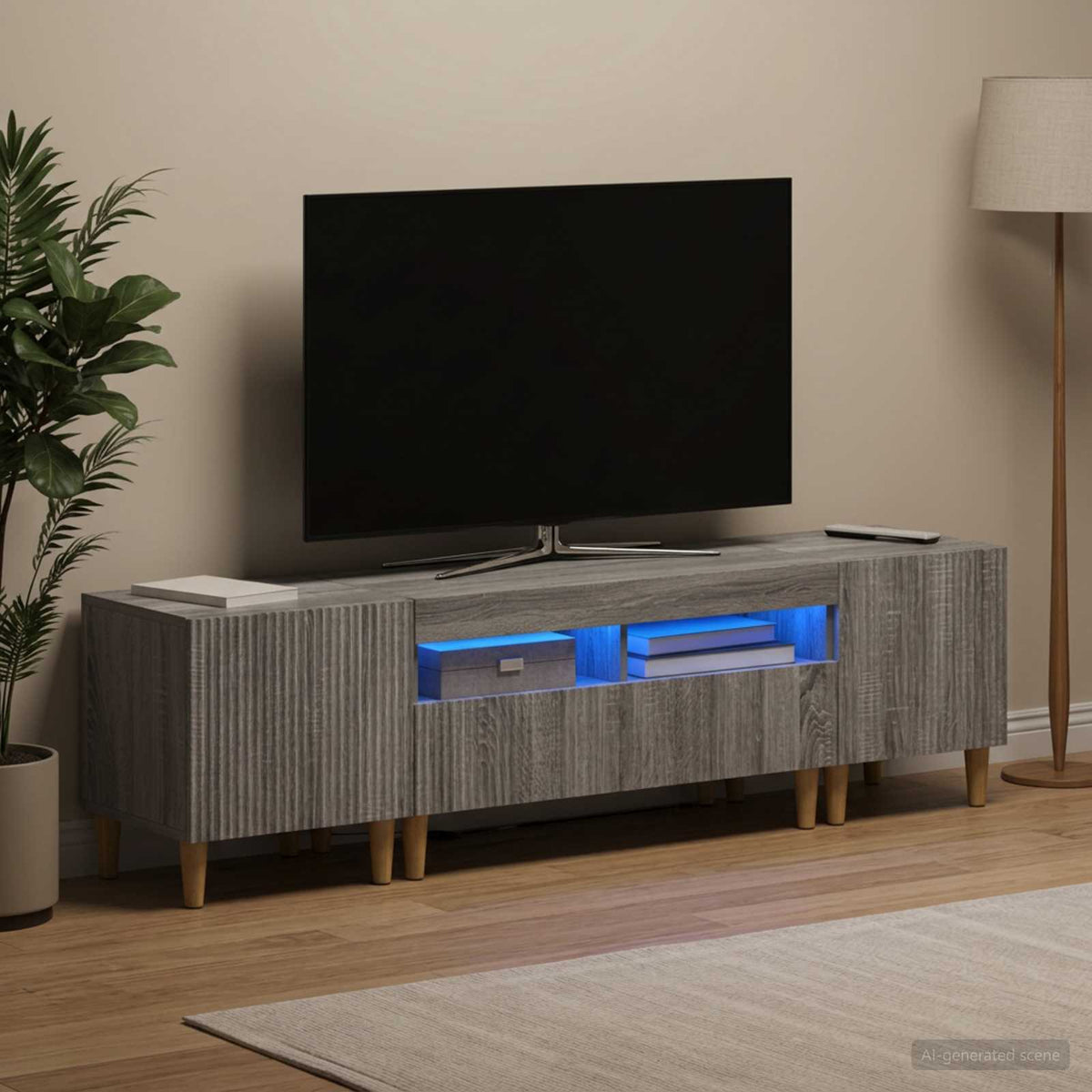 3-delt LED TV Skab ARNHEM 3 stk. Grå Sonoma Konstrueret træ