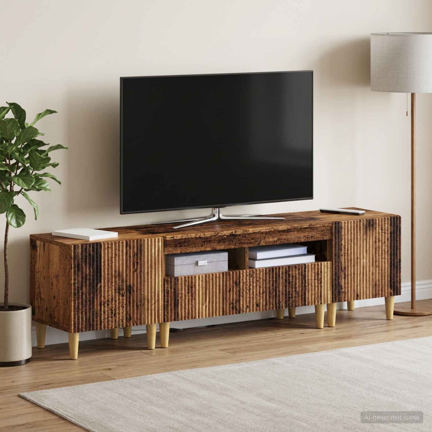3-delt LED TV Skab ARNHEM 3 stk. Gammelt træ Konstrueret træ