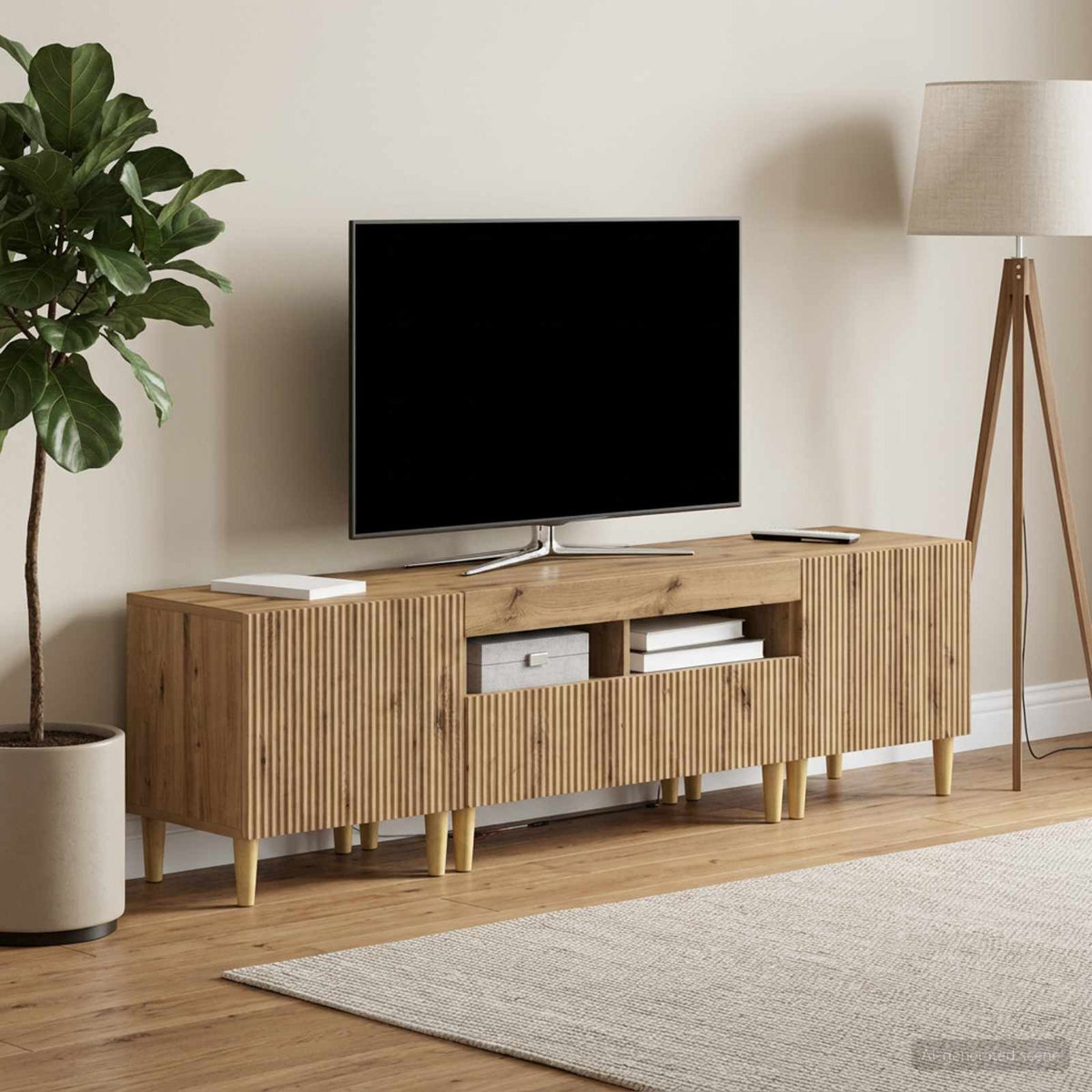 3-delt LED TV Skab ARNHEM 3 stk. Artisan-eg Konstrueret træ