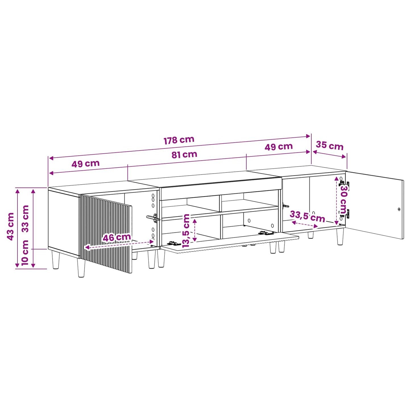 3-delt LED TV Skab ARNHEM 3 stk. Artisan-eg Konstrueret træ