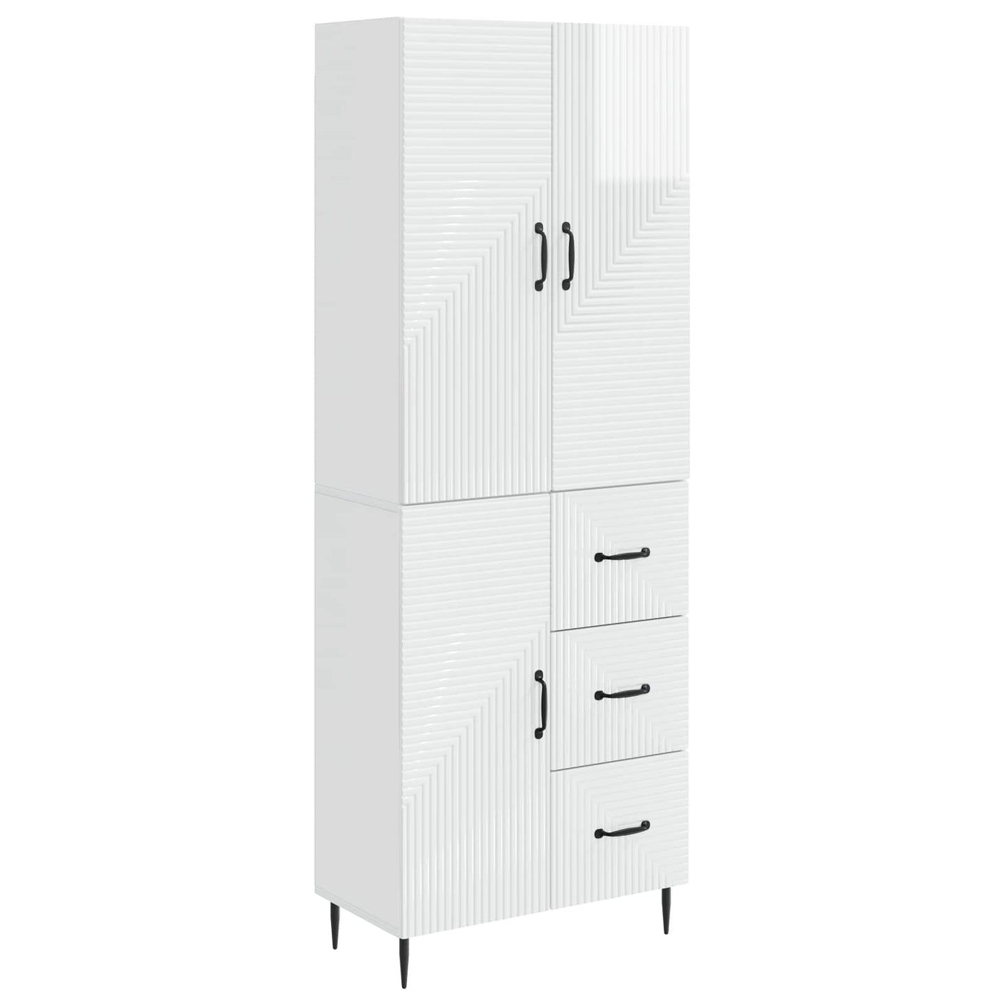 Skab Sæt 2 stk. Hvid højglans Konstrueret træ