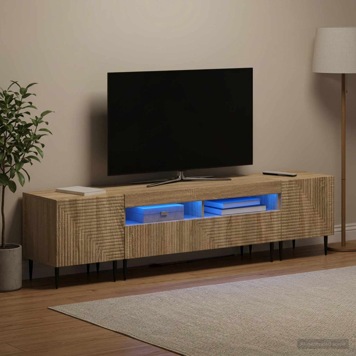 3-delt LED TV Skab Sonoma-eg Konstrueret træ