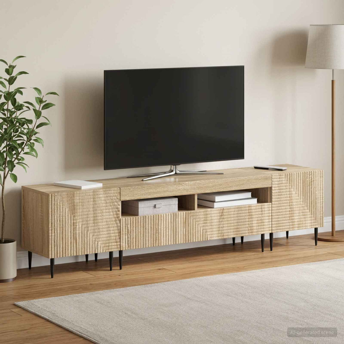 3-delt LED TV Skab Sonoma-eg Konstrueret træ