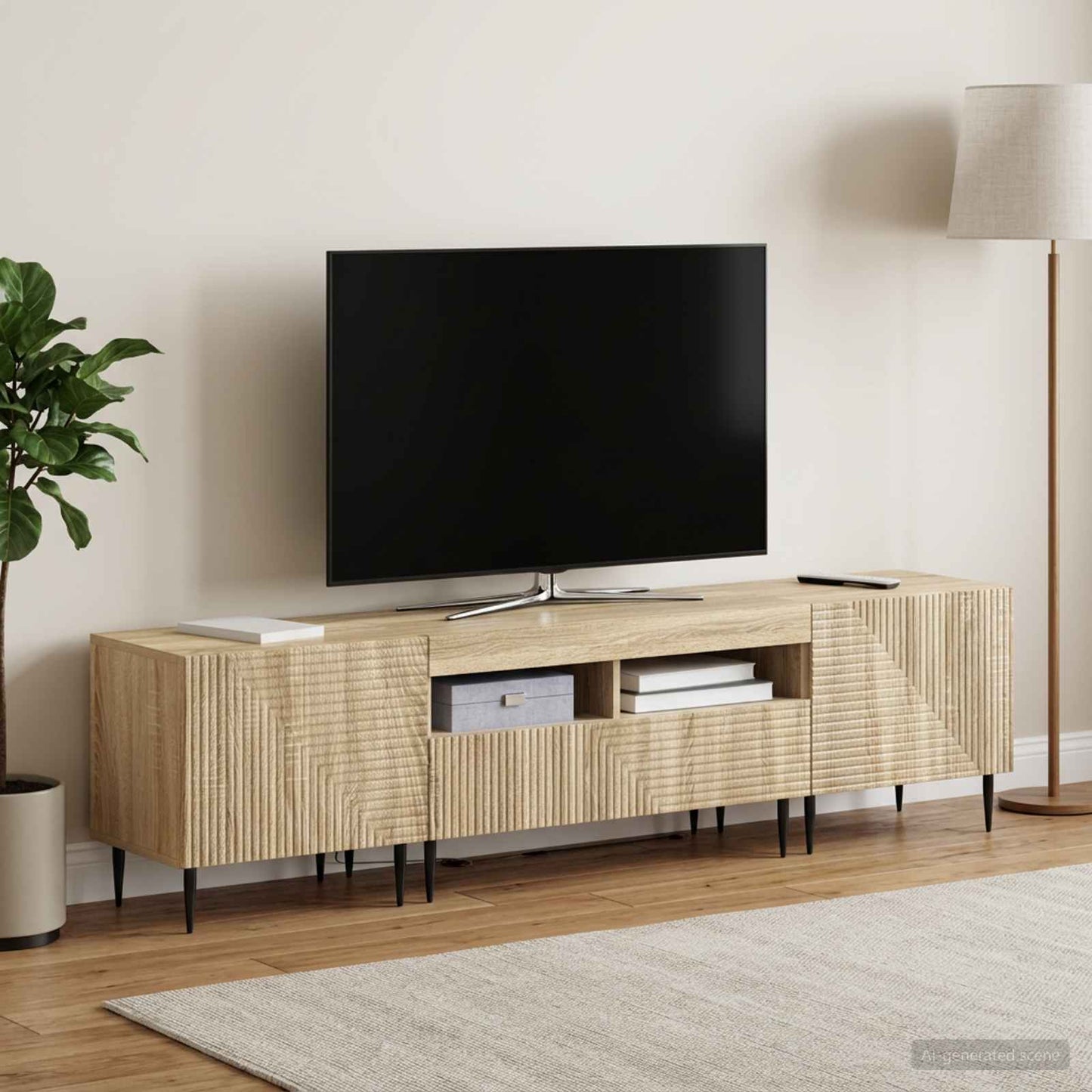 3-delt LED TV Skab Sonoma-eg Konstrueret træ