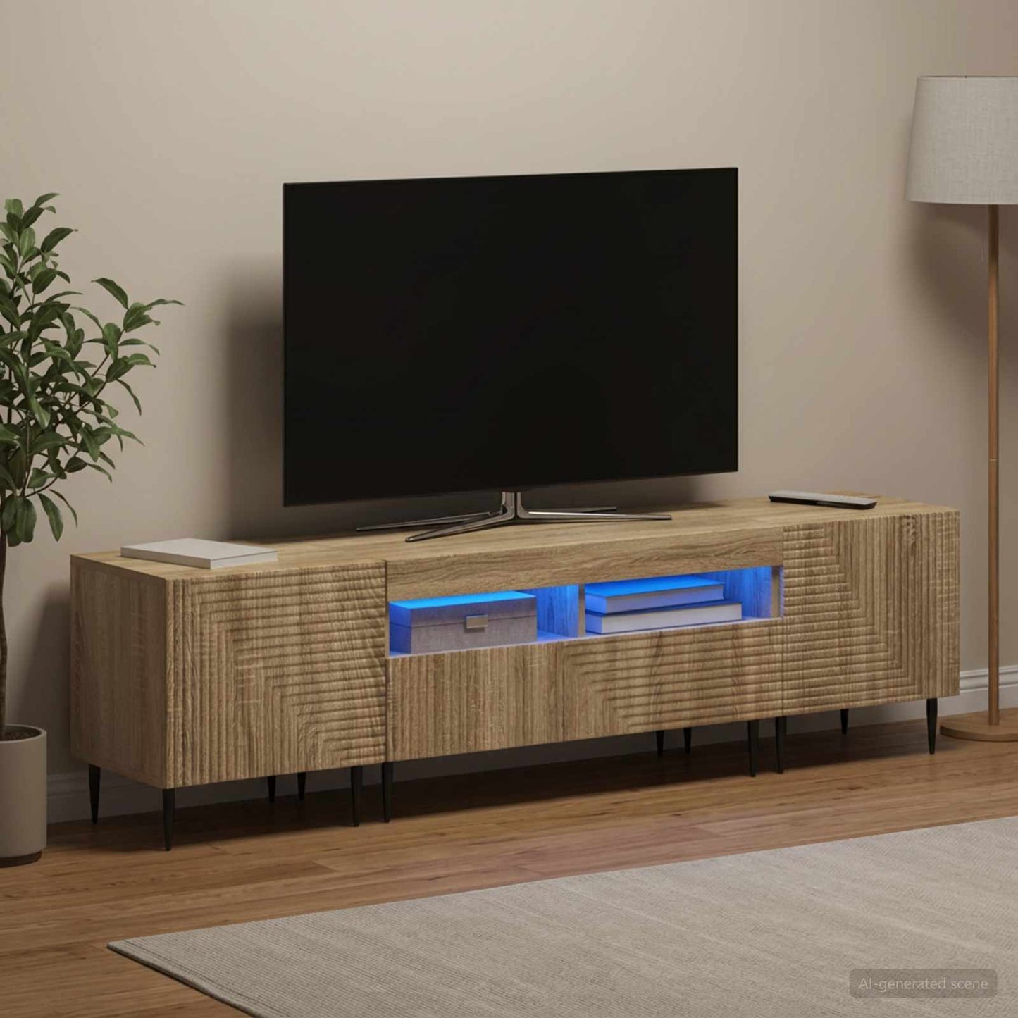 3-delt LED TV Skab Sonoma-eg Konstrueret træ