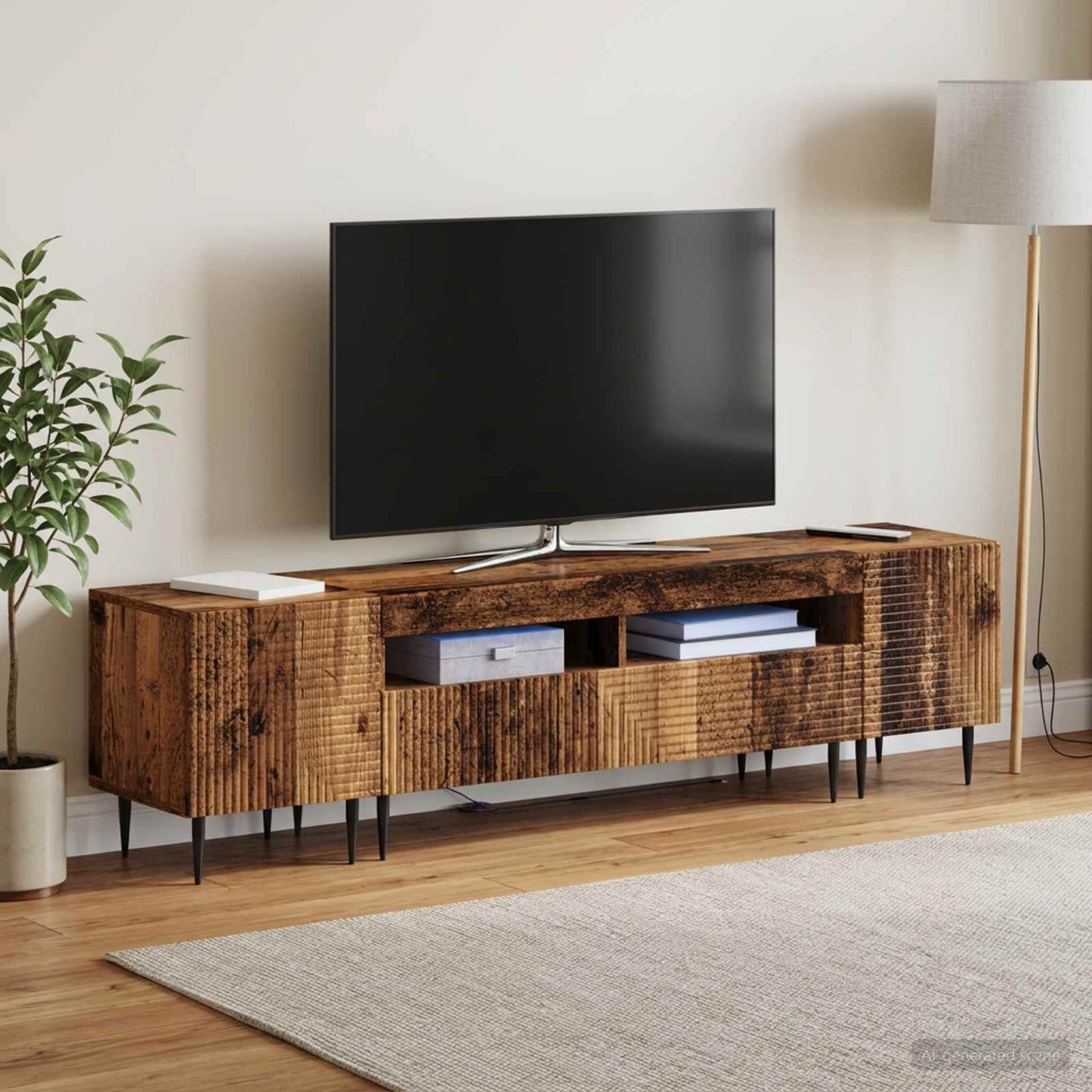 3-delt LED TV Skab Gammelt træ Konstrueret træ
