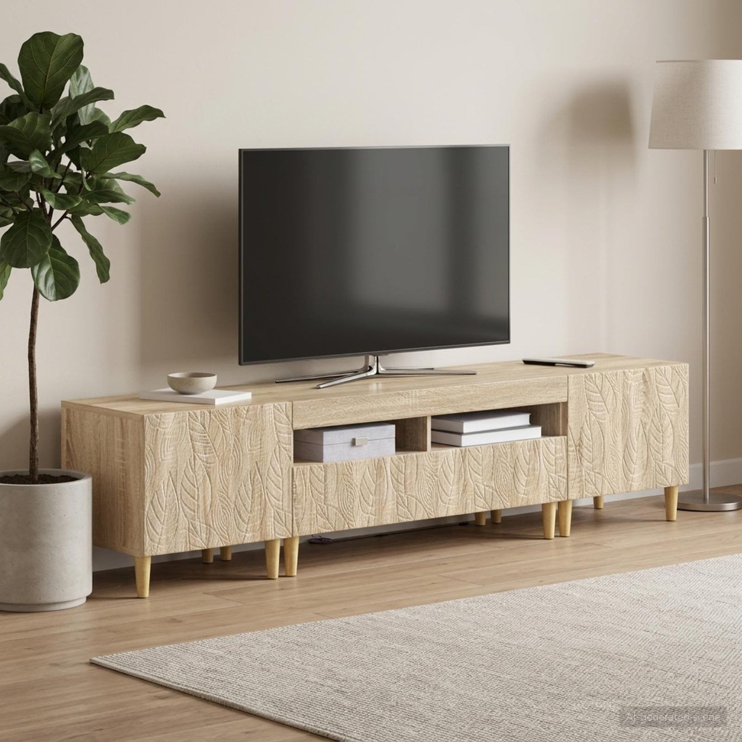 3-delt LED TV Skab DELFT Sonoma-eg Konstrueret træ