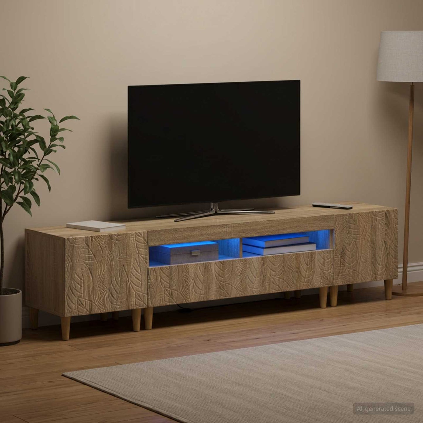 3-delt LED TV Skab DELFT Sonoma-eg Konstrueret træ