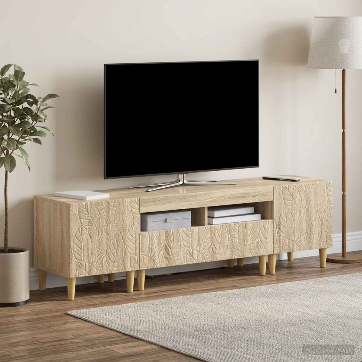 3-delt LED TV Skab DELFT Sonoma-eg Konstrueret træ