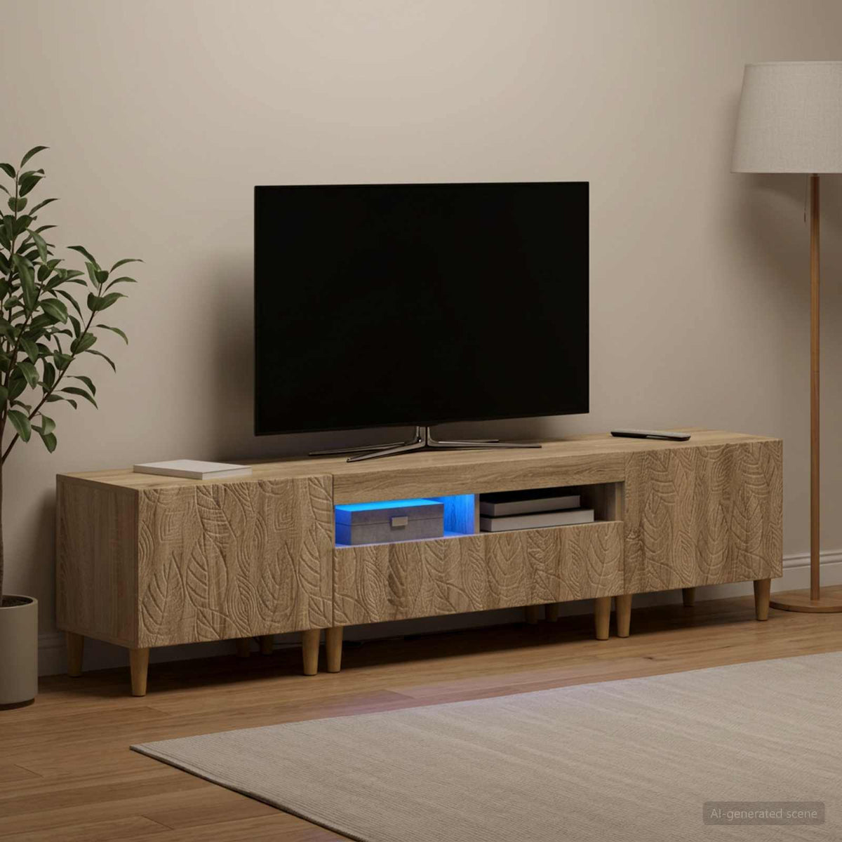 3-delt LED TV Skab DELFT Sonoma-eg Konstrueret træ