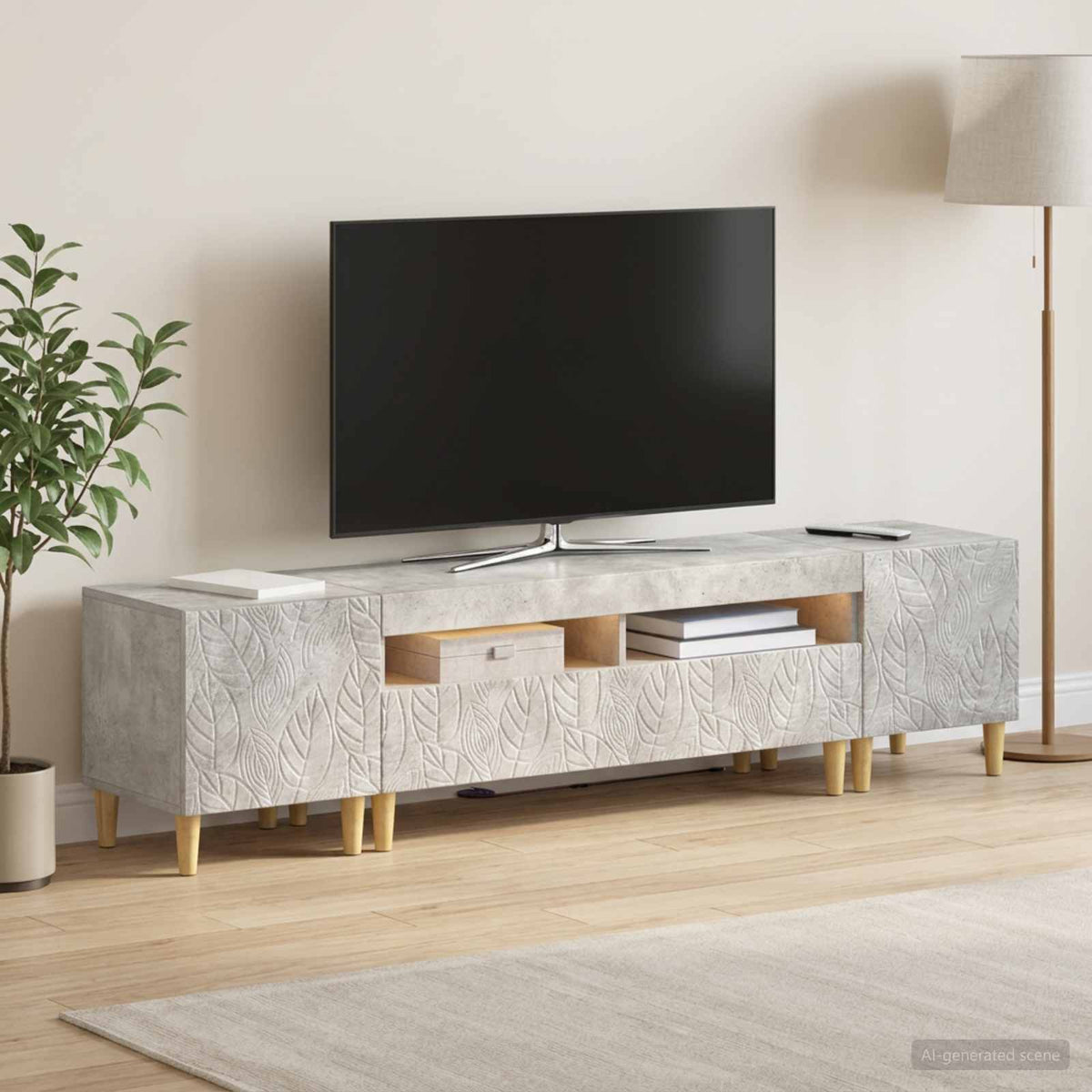 3-delt LED TV Skab DELFT Betongrå Konstrueret træ