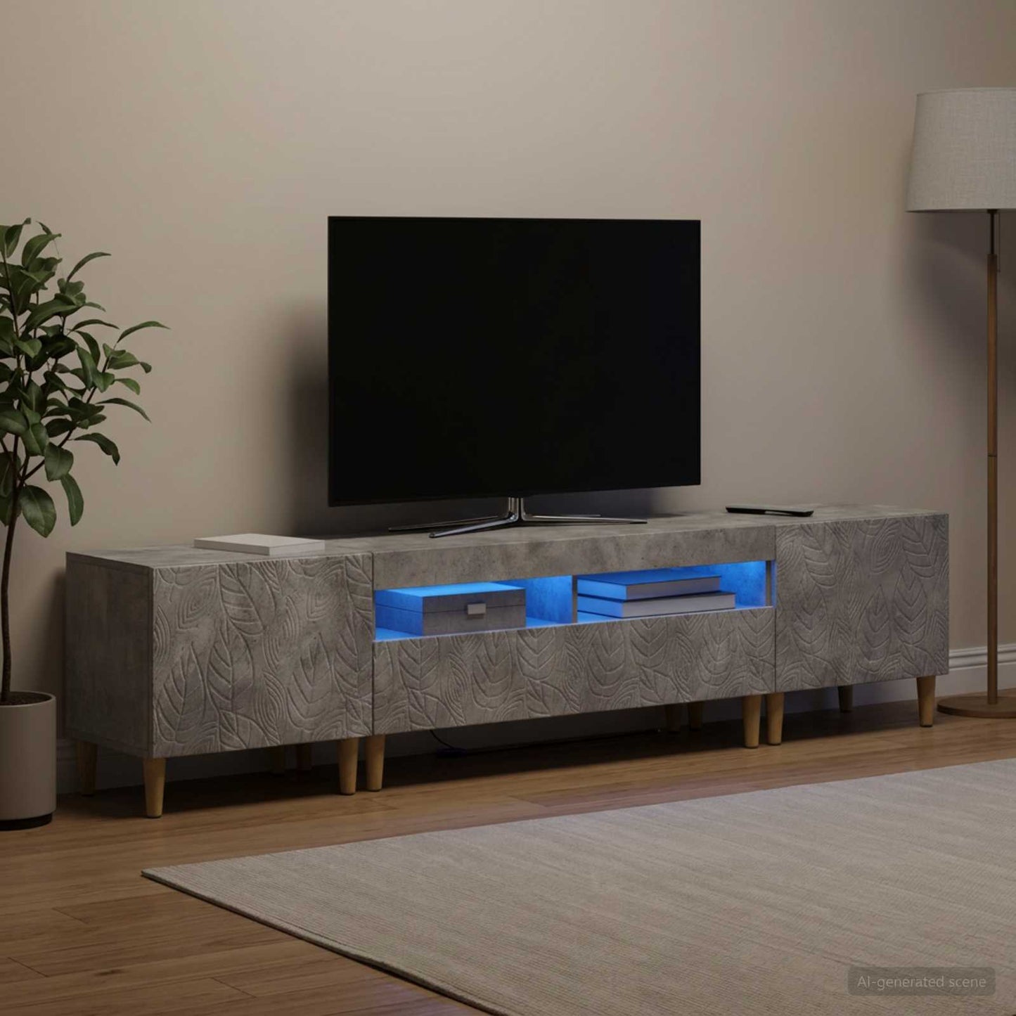 3-delt LED TV Skab DELFT Betongrå Konstrueret træ