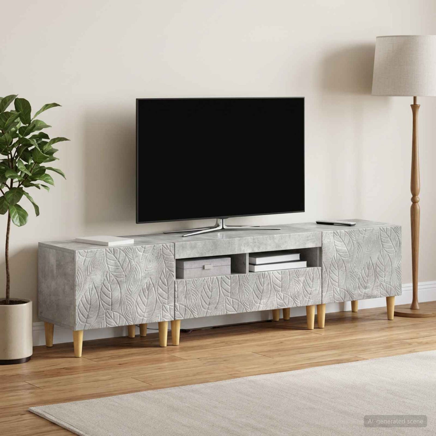 3-delt LED TV Skab DELFT Betongrå Konstrueret træ