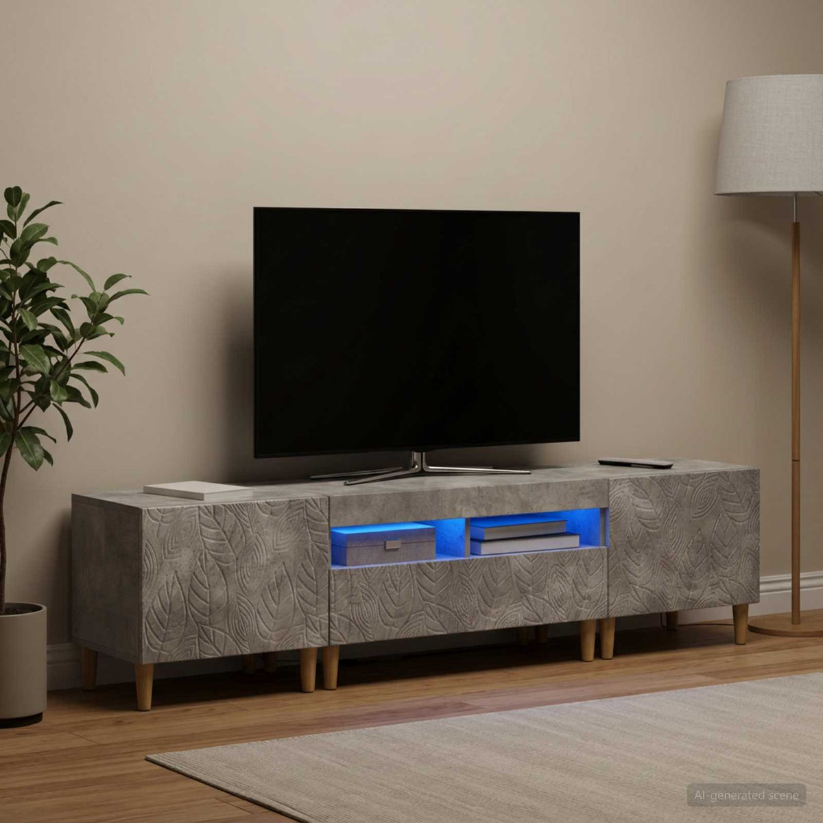 3-delt LED TV Skab DELFT Betongrå Konstrueret træ