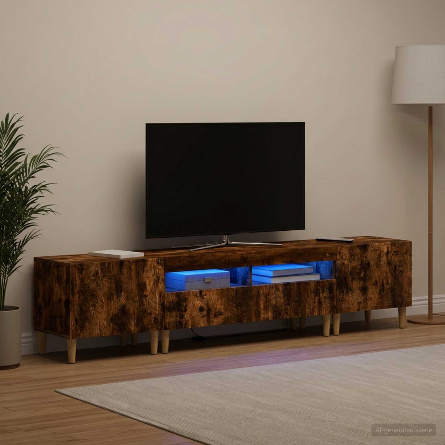 3-delt LED TV Skab DELFT Røget eg Konstrueret træ