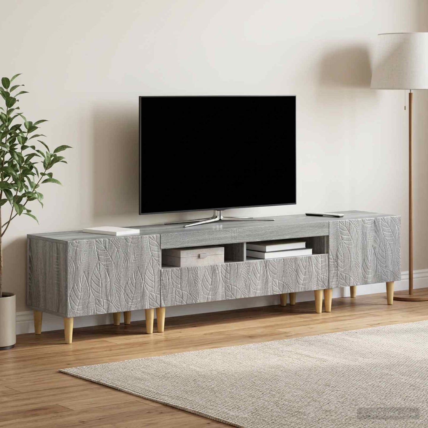 3-delt LED TV Skab DELFT Grå Sonoma Konstrueret træ