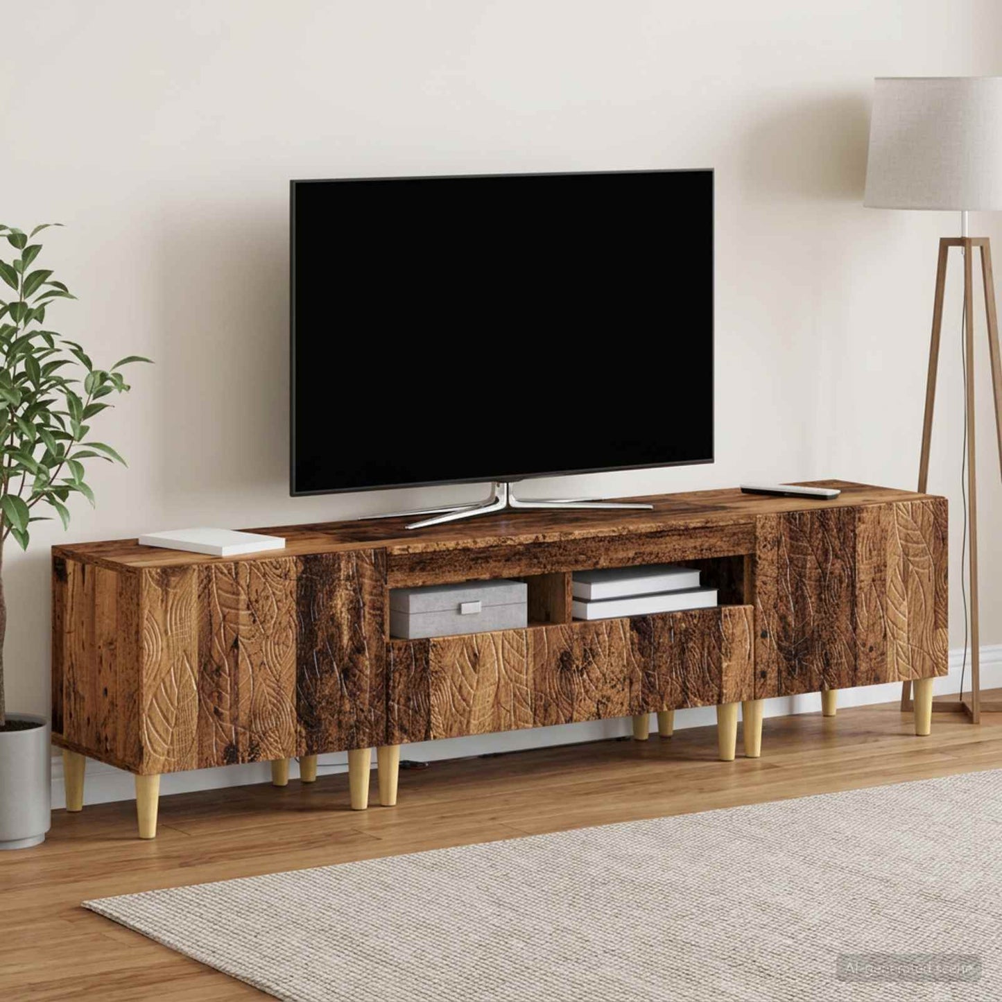 3-delt LED TV Skab DELFT Gammelt træ Konstrueret træ