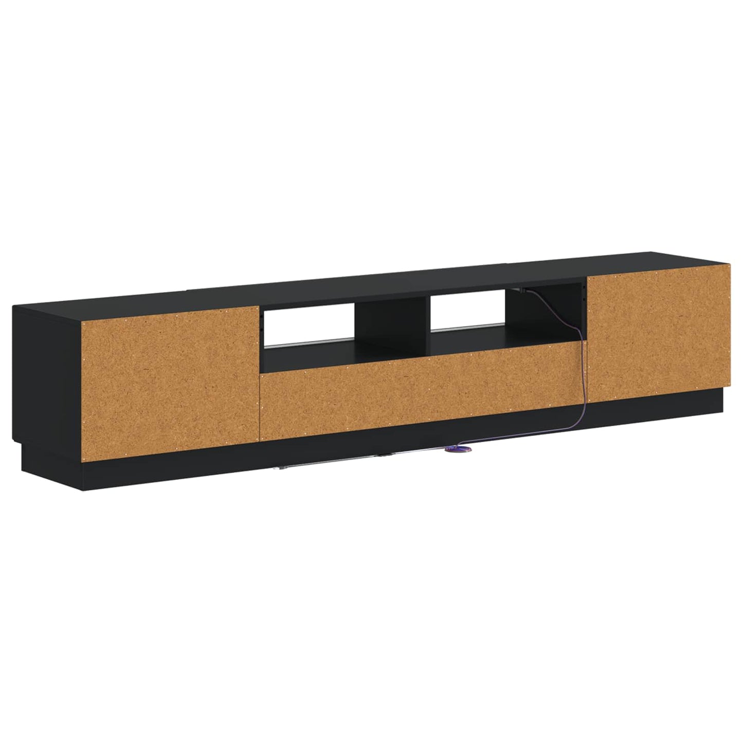 LED TV-skab HOORN 3 stk. Sort Konstrueret træ