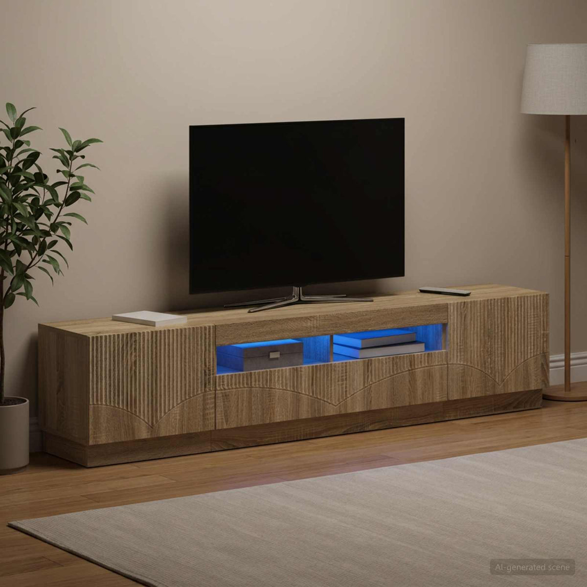 LED TV-skab HOORN 3 stk. Sonoma-eg Konstrueret træ