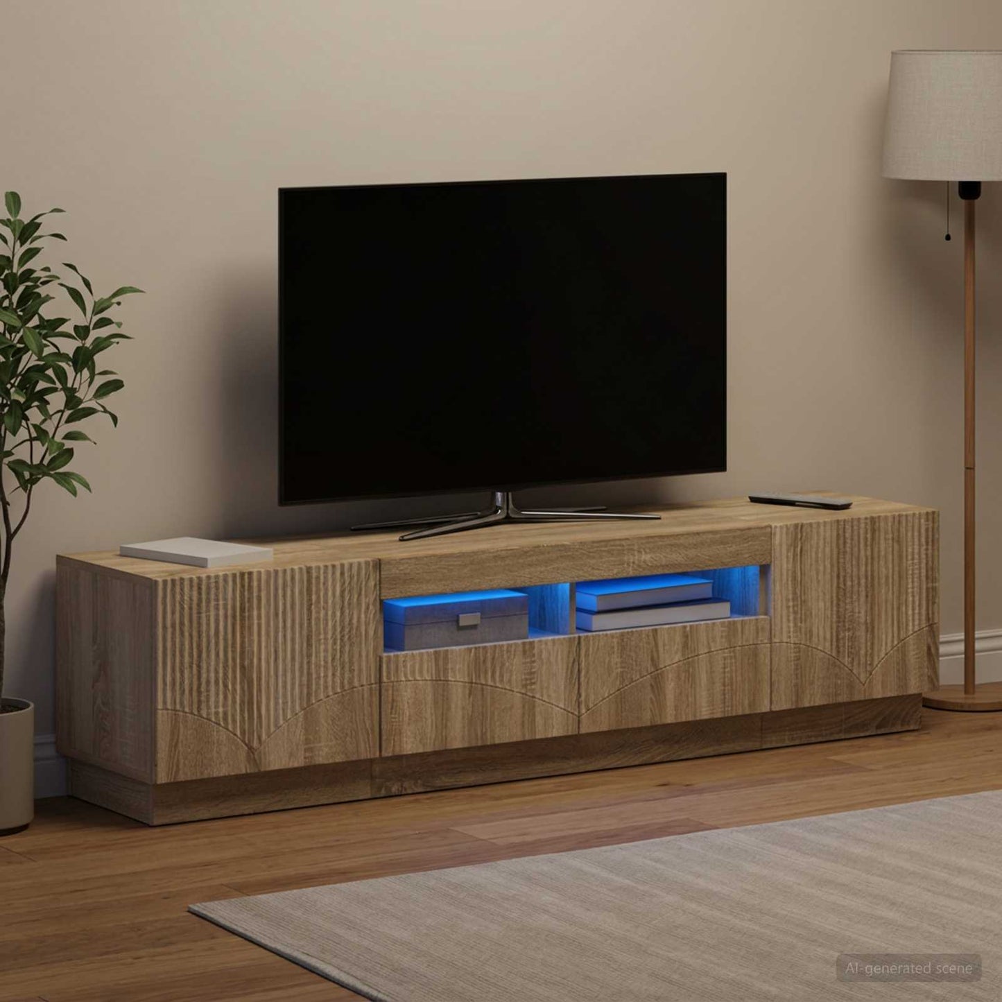 LED TV-skab HOORN 3 stk. Sonoma-eg Konstrueret træ