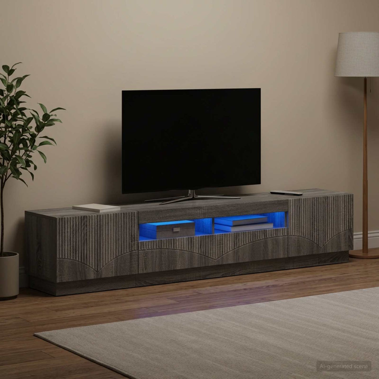 LED TV-skab HOORN 3 stk. Grå Sonoma Konstrueret træ