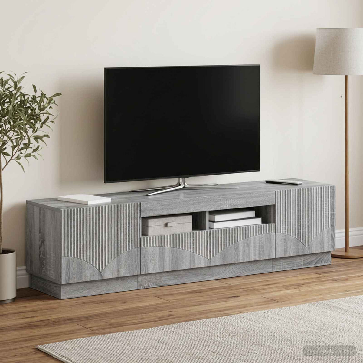 LED TV-skab HOORN 3 stk. Grå Sonoma Konstrueret træ