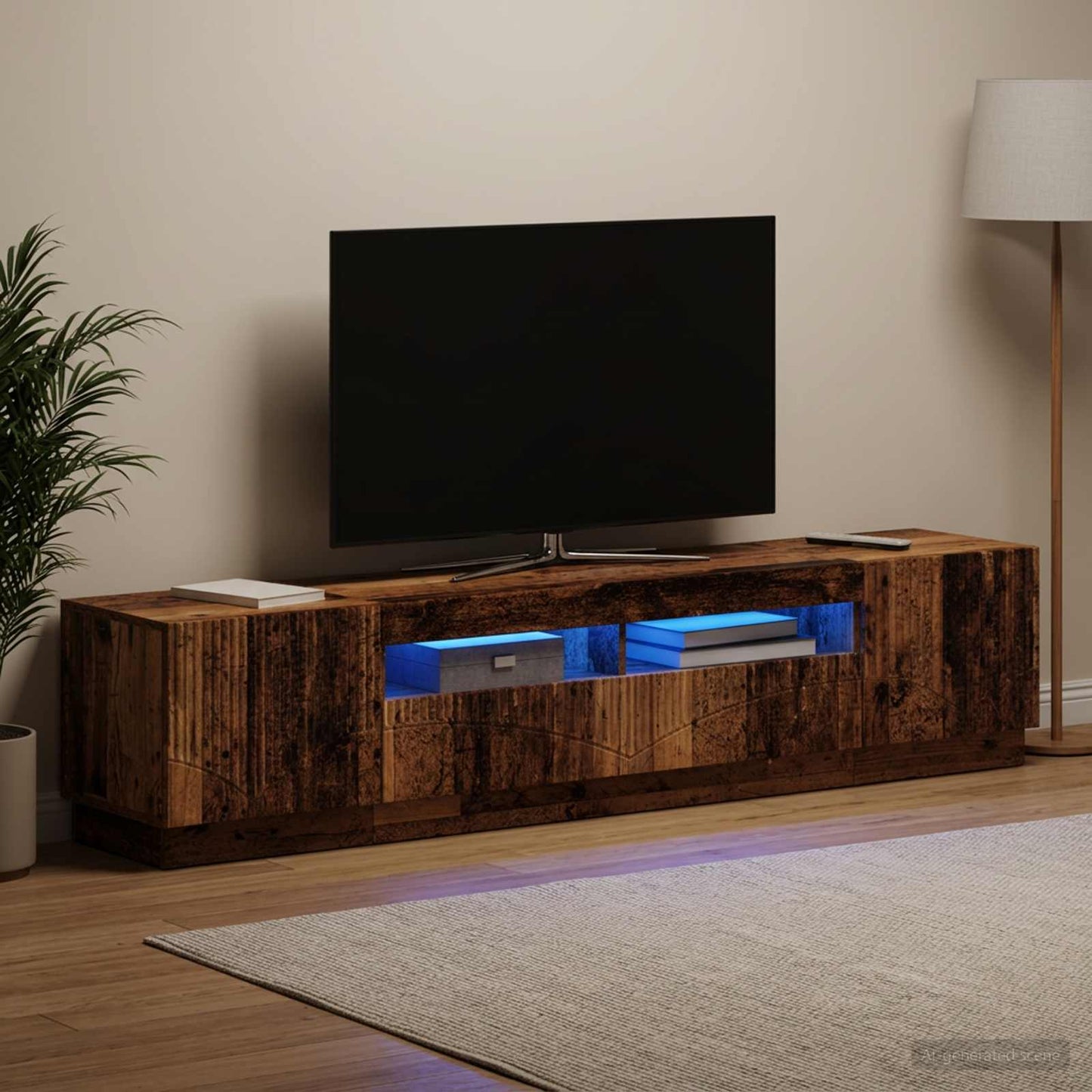 LED TV-skab HOORN 3 stk. Gammelt træ Konstrueret træ