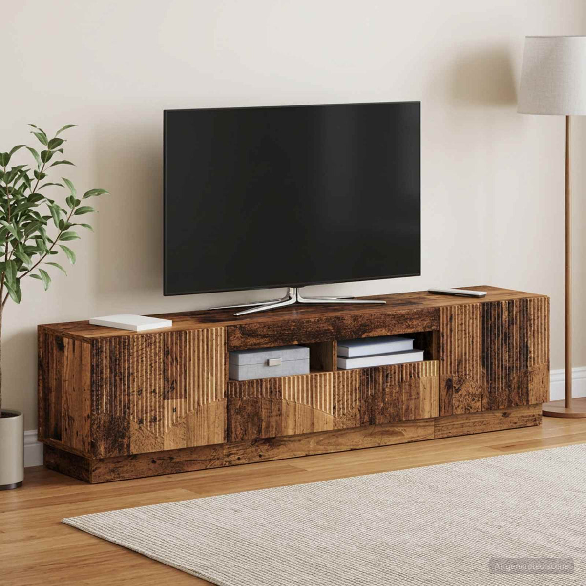 LED TV-skab HOORN 3 stk. Gammelt træ Konstrueret træ