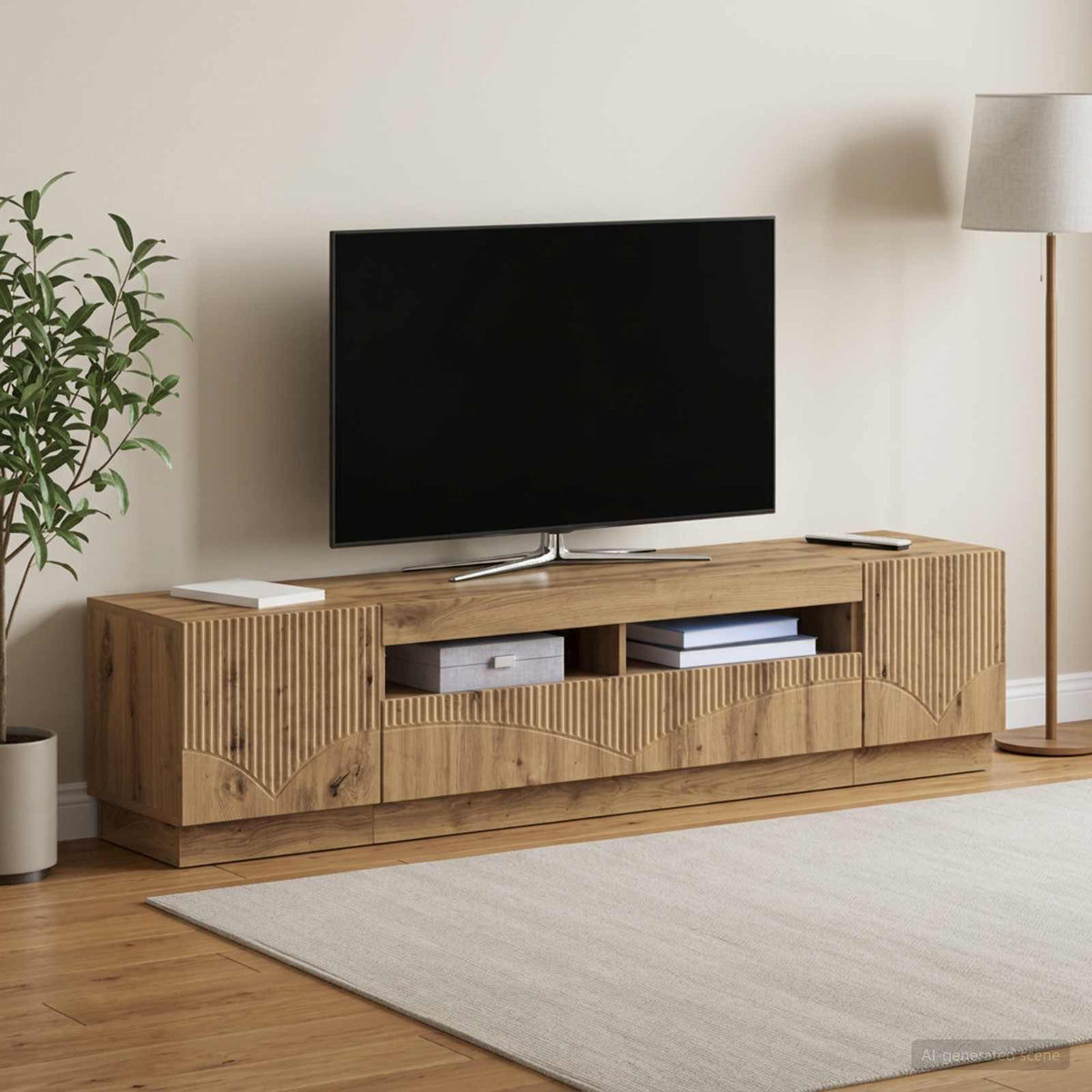 LED TV-skab HOORN 3 stk. Artisan-eg Konstrueret træ