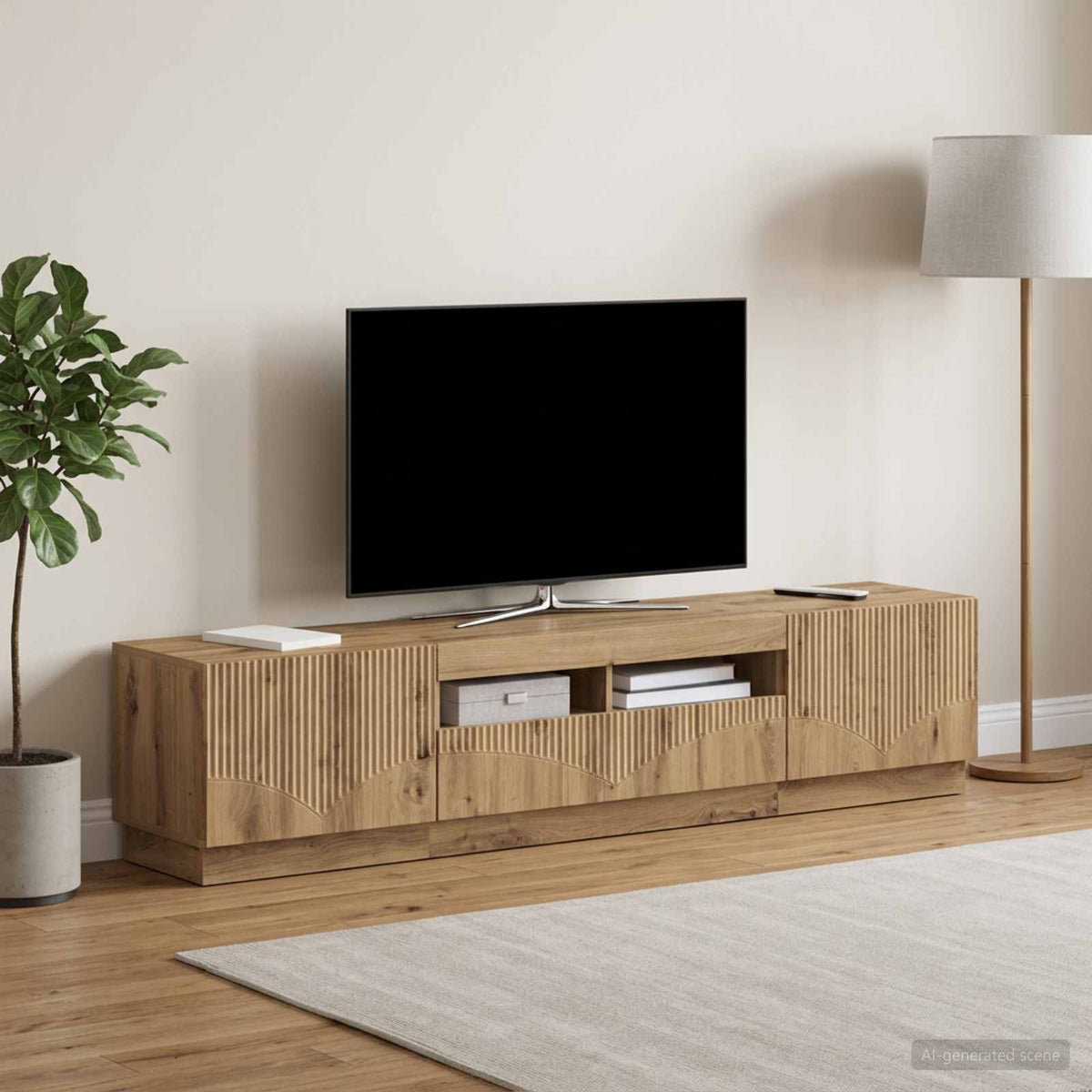 LED TV-skab HOORN 3 stk. Artisan-eg Konstrueret træ