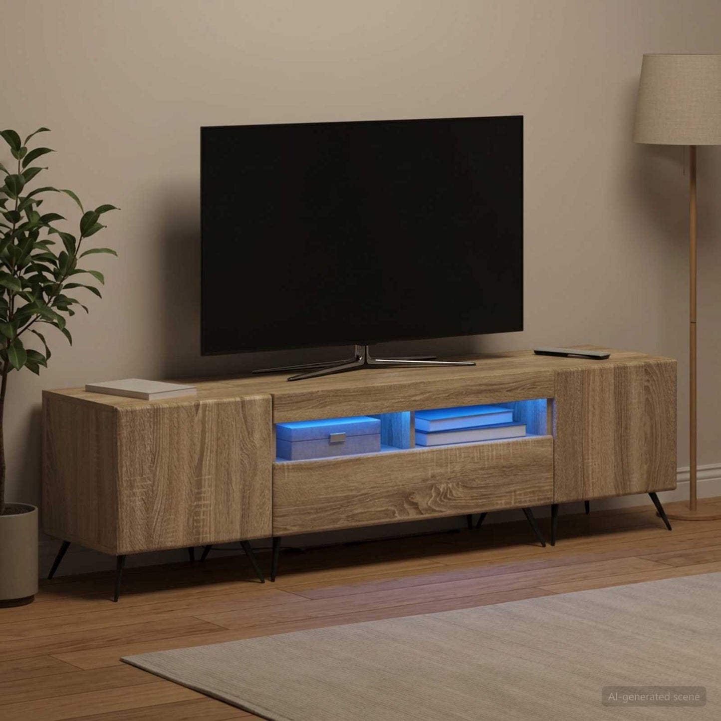 LED TV-skab BREDA 3 stk. Sonoma-eg Konstrueret træ