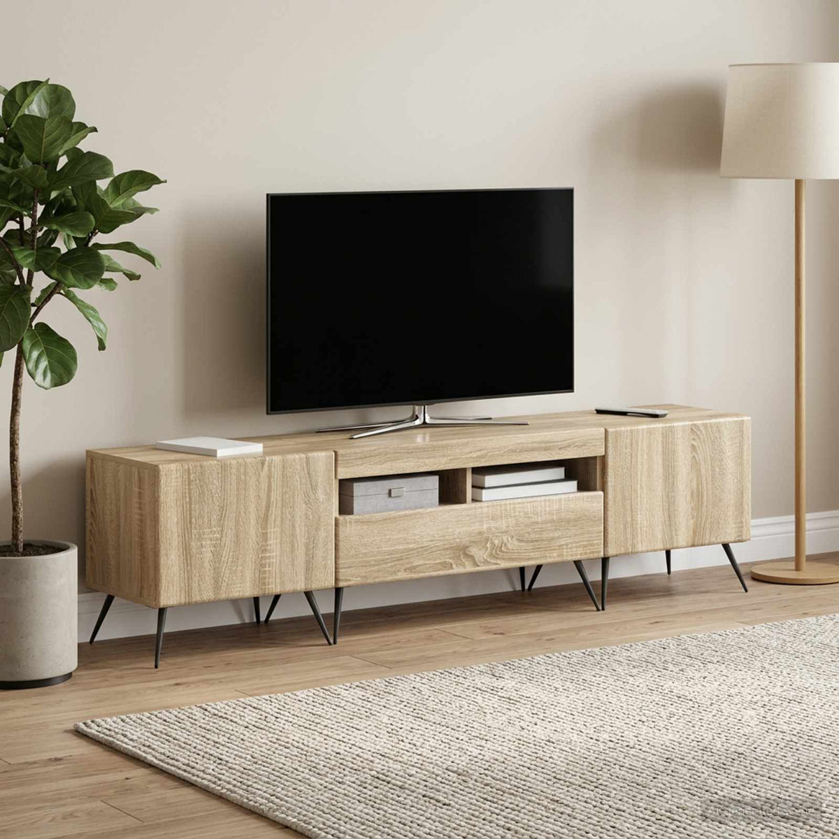 LED TV-skab BREDA 3 stk. Sonoma-eg Konstrueret træ