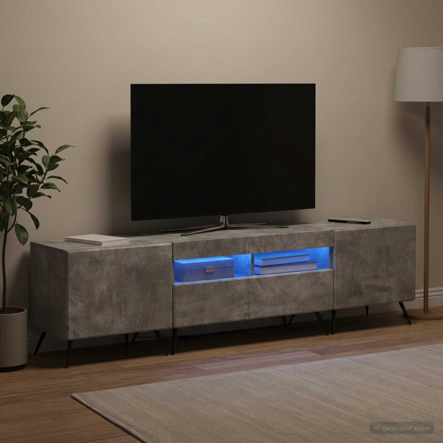 LED TV-skab BREDA 3 stk. Betongrå Konstrueret træ