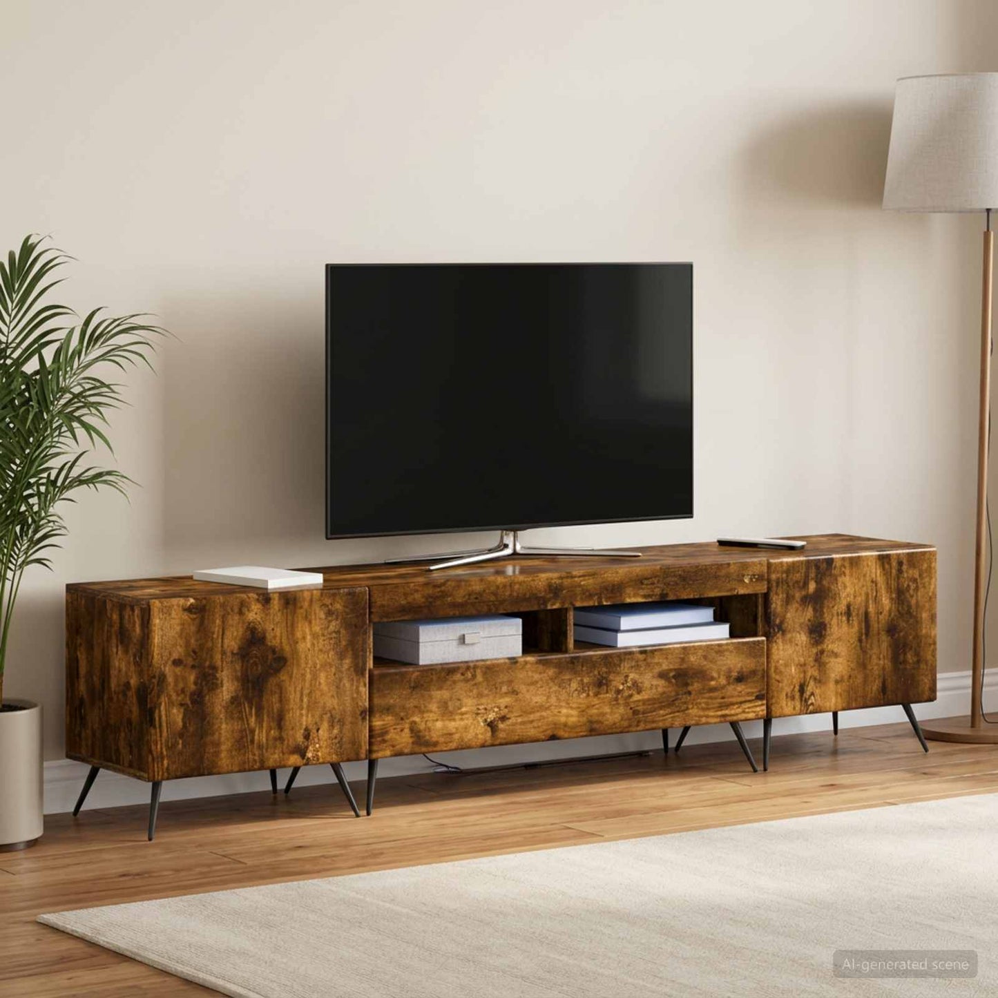 LED TV-skab BREDA 3 stk. Røget eg Konstrueret træ
