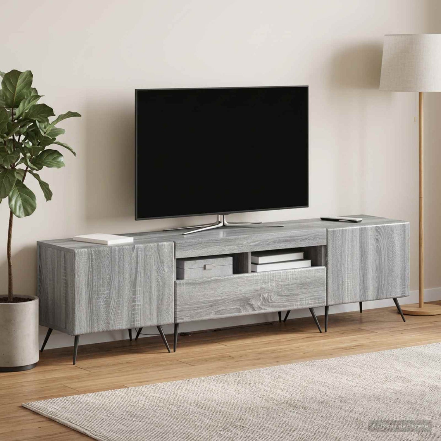 LED TV-skab BREDA 3 stk. Grå Sonoma Konstrueret træ