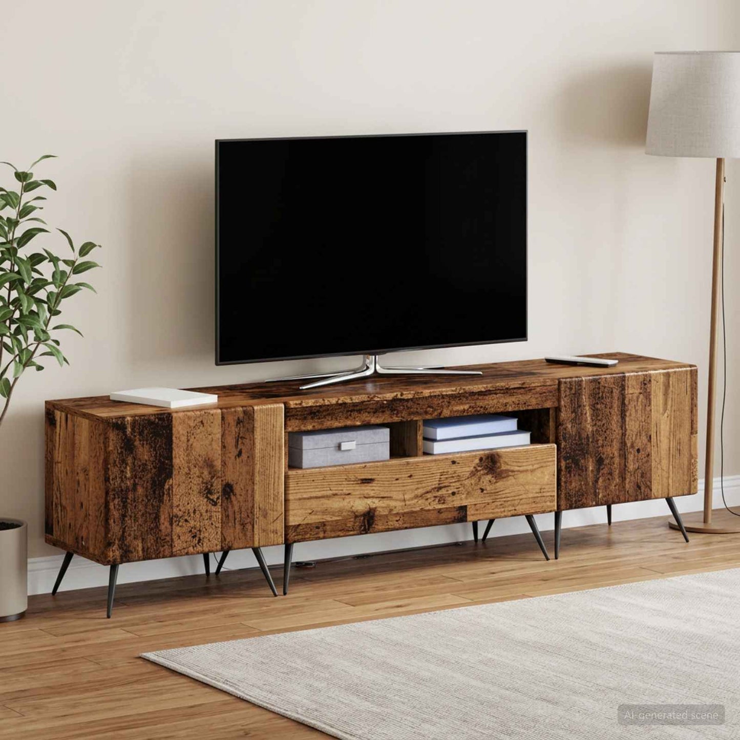 LED TV-skab BREDA 3 stk. Gammelt træ Konstrueret træ