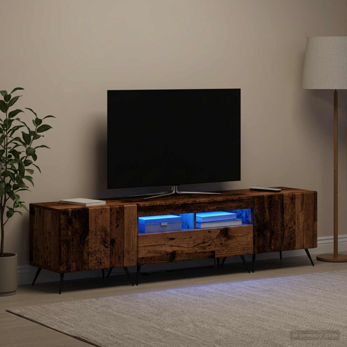 LED TV-skab BREDA 3 stk. Gammelt træ Konstrueret træ