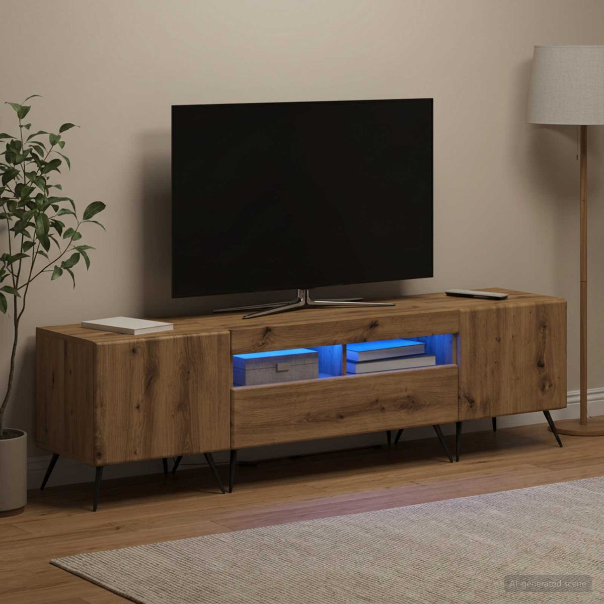 LED TV-skab BREDA 3 stk. Artisan-eg Konstrueret træ