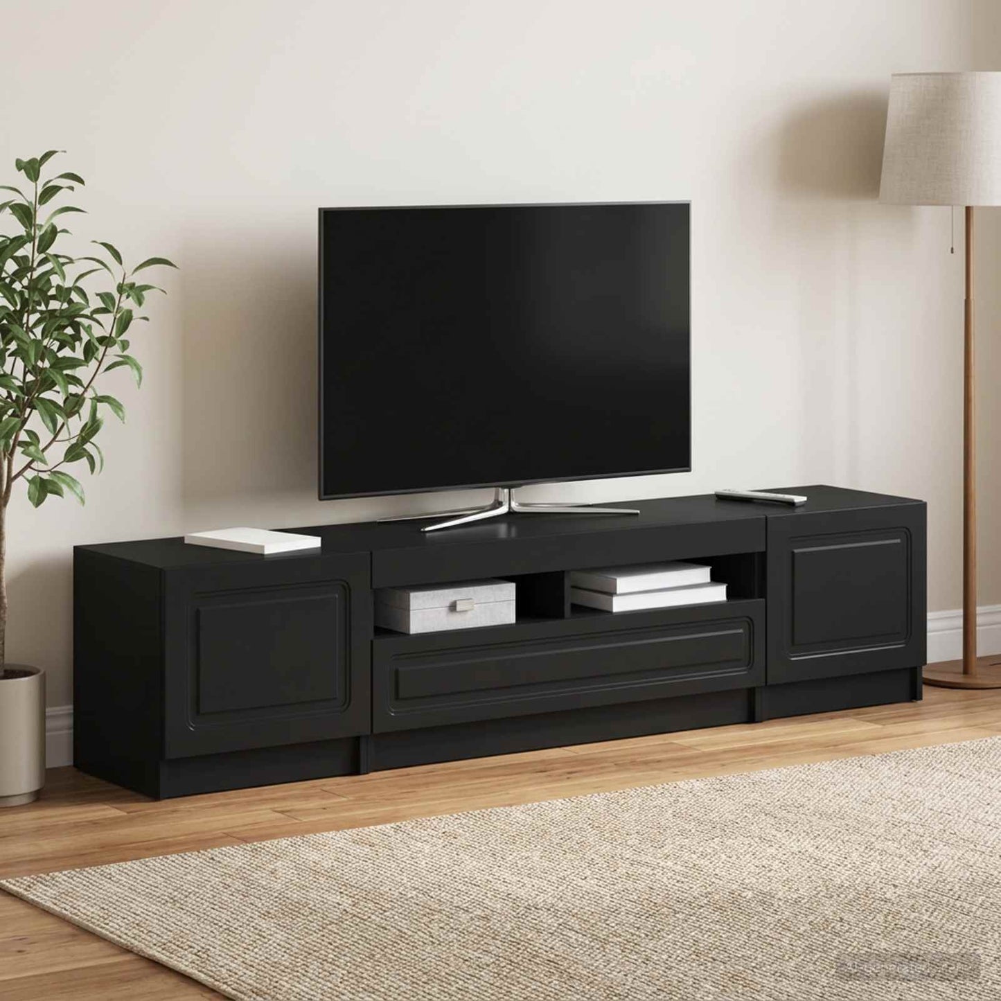 LED TV-skab UTRECHT 3 stk. Sort Konstrueret træ