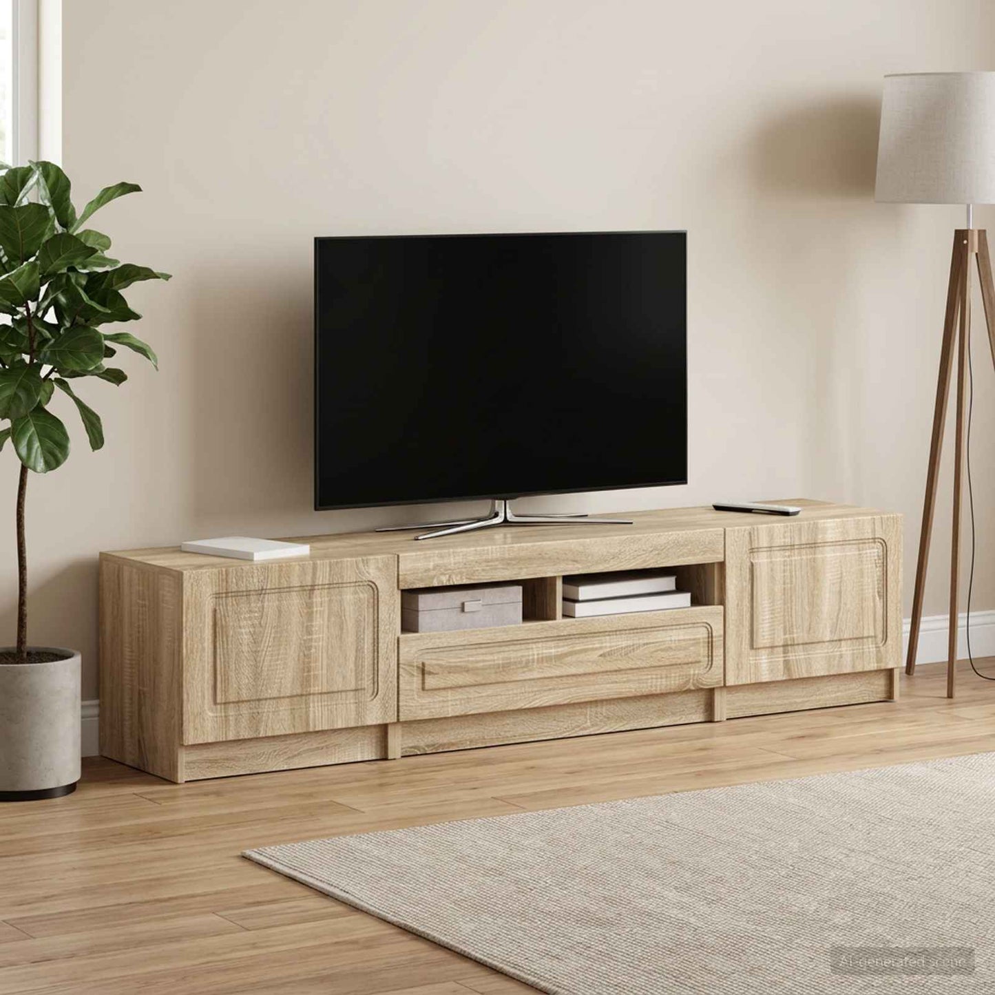 LED TV-skab UTRECHT 3 stk. Sonoma-eg Konstrueret træ