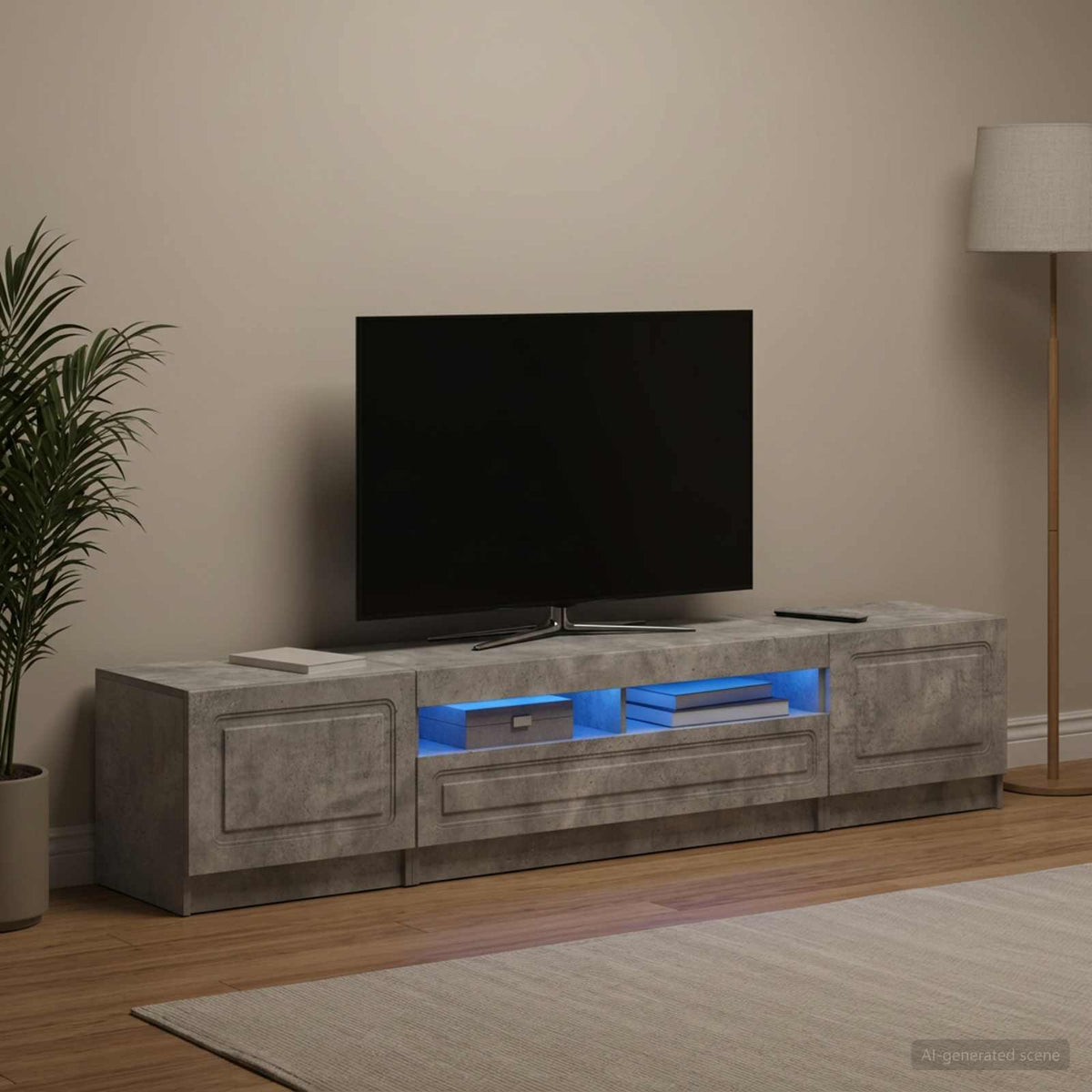 LED TV-skab UTRECHT 3 stk. Betongrå Konstrueret træ