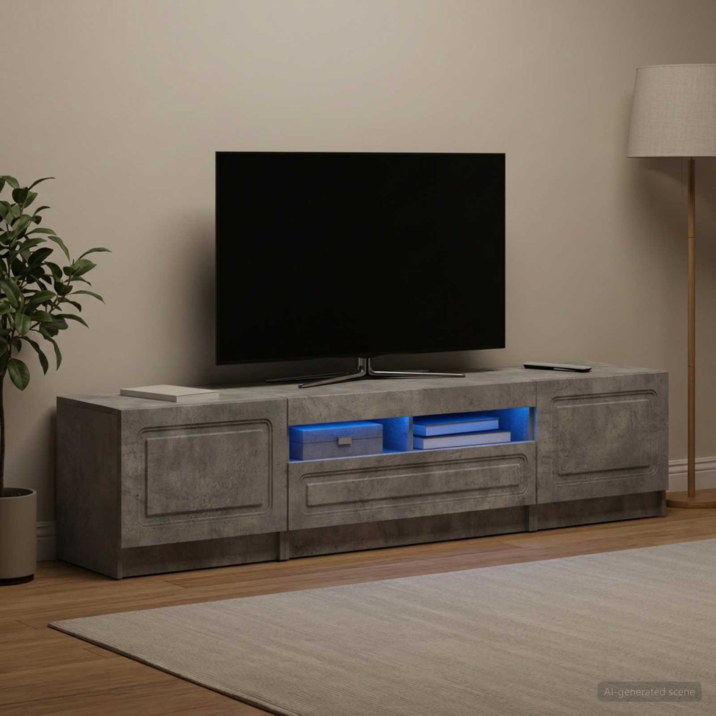 LED TV-skab UTRECHT 3 stk. Betongrå Konstrueret træ