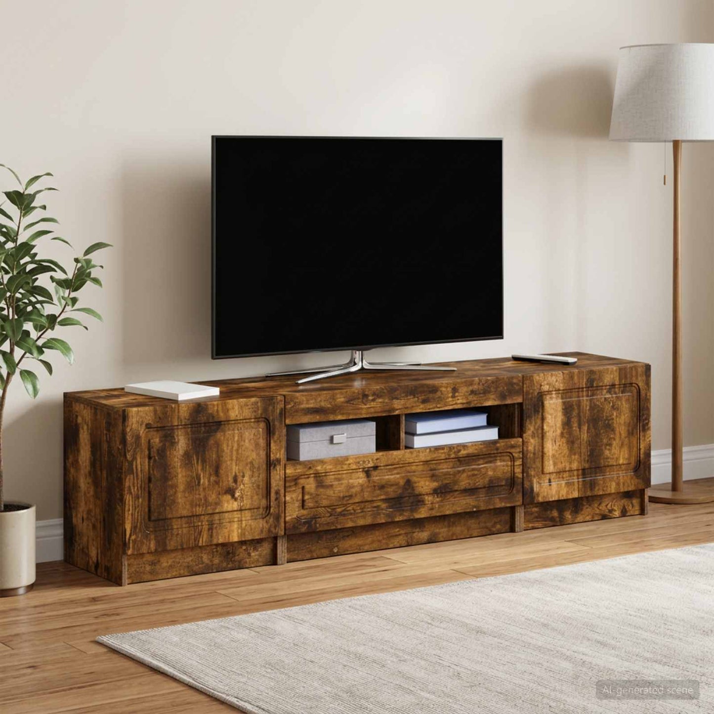 LED TV-skab UTRECHT 3 stk. Røget eg Konstrueret træ