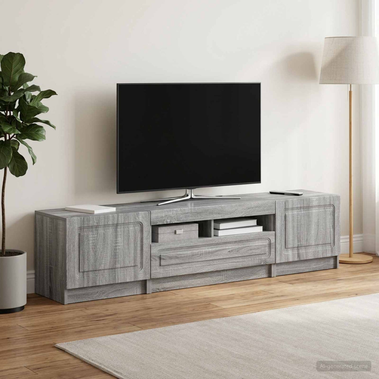 LED TV-skab UTRECHT 3 stk. Grå Sonoma Konstrueret træ