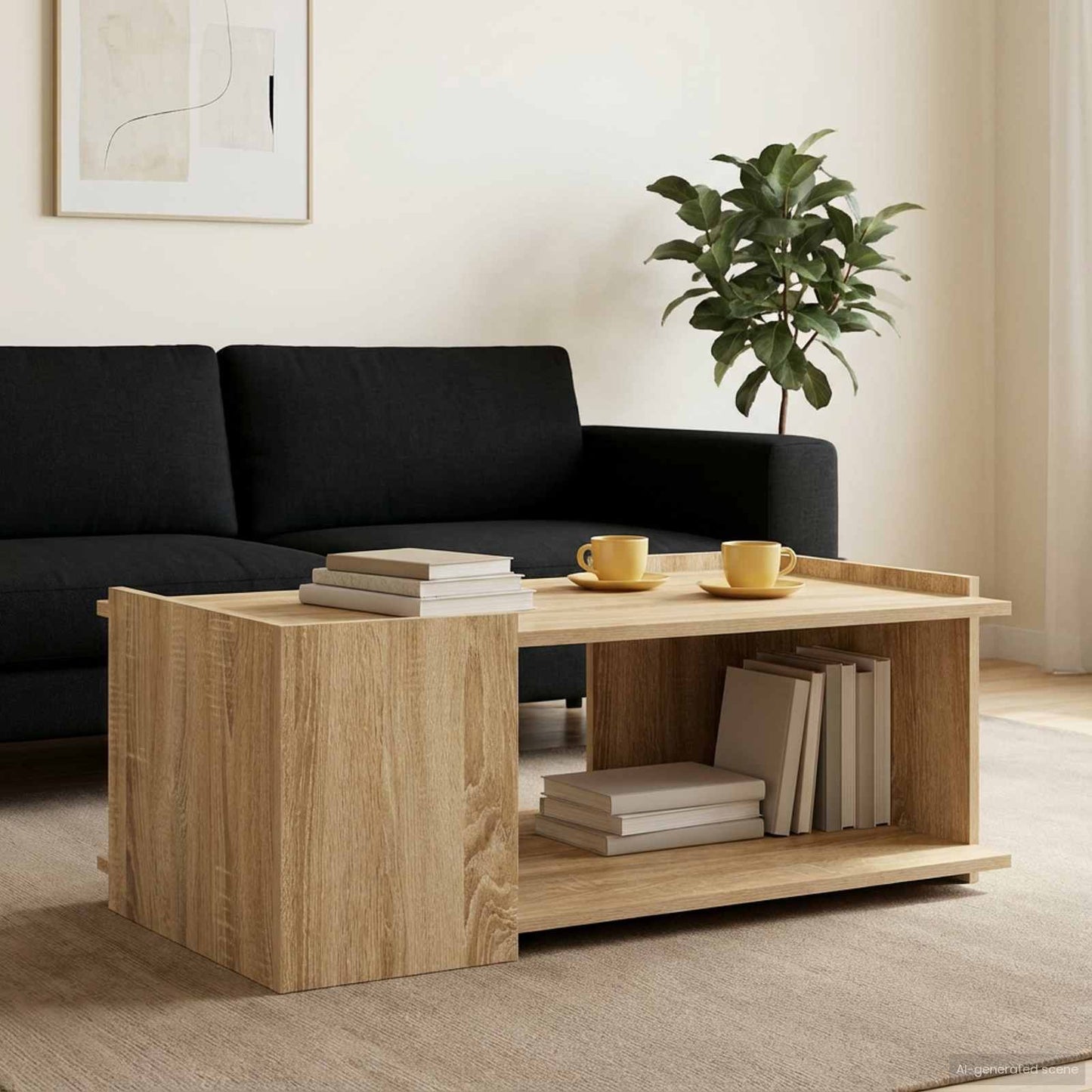 Sofabord Sonoma-eg 90 x 50 x 33 cm Konstrueret træ