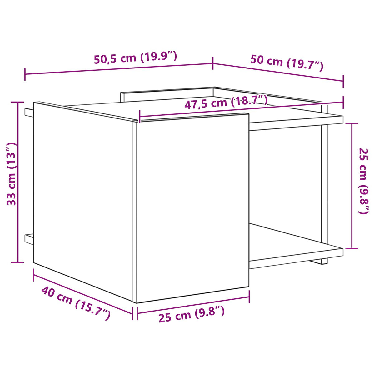 Sofabord Gammelt træ 50,5 x 50 x 33 cm Konstrueret træ